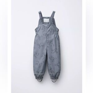 ZARA -NWT Water resistance printed rubberized overalls with polar fleece lining